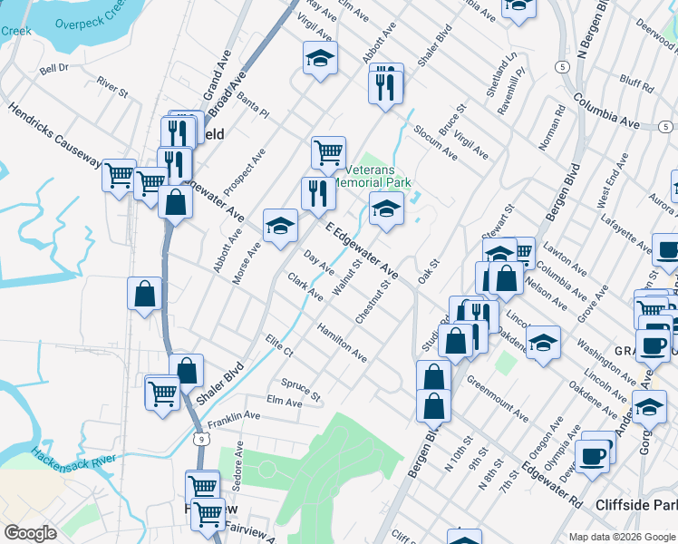 map of restaurants, bars, coffee shops, grocery stores, and more near 739 Day Avenue in Ridgefield
