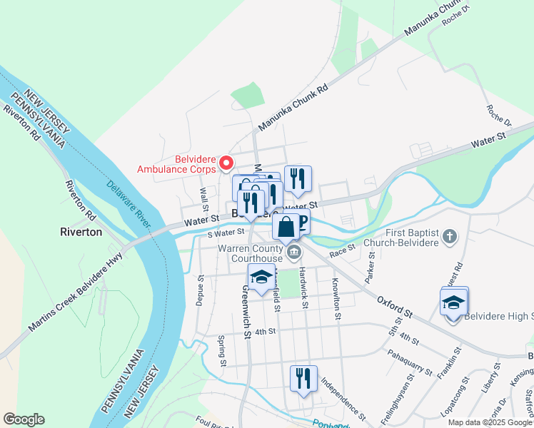 map of restaurants, bars, coffee shops, grocery stores, and more near in Belvidere