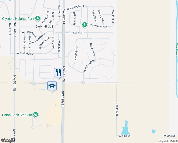 map of restaurants, bars, coffee shops, grocery stores, and more near 1633 Northwest 45th Street in Lincoln