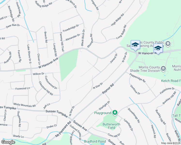 map of restaurants, bars, coffee shops, grocery stores, and more near 36 Lord Stirling Drive in Morristown