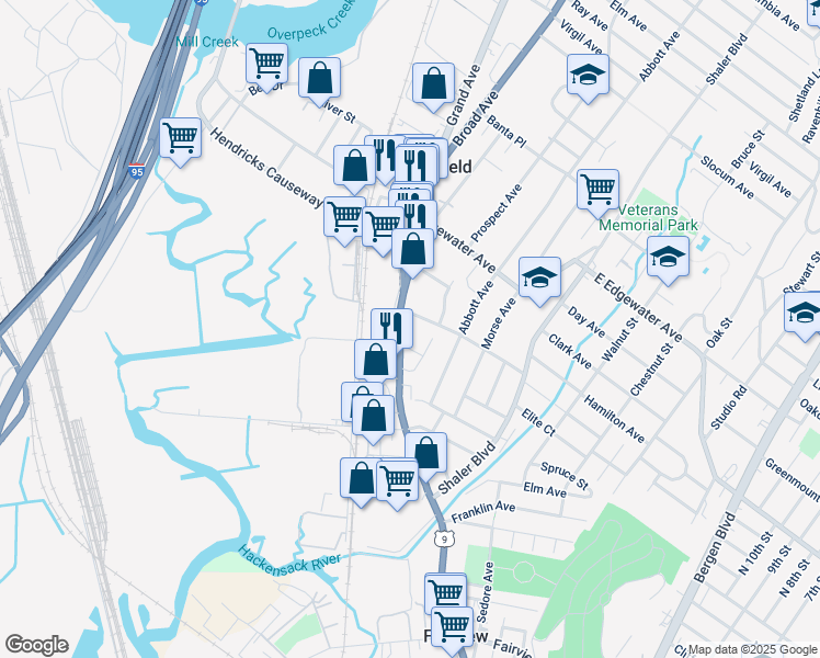 map of restaurants, bars, coffee shops, grocery stores, and more near 462 Broad Avenue in Ridgefield
