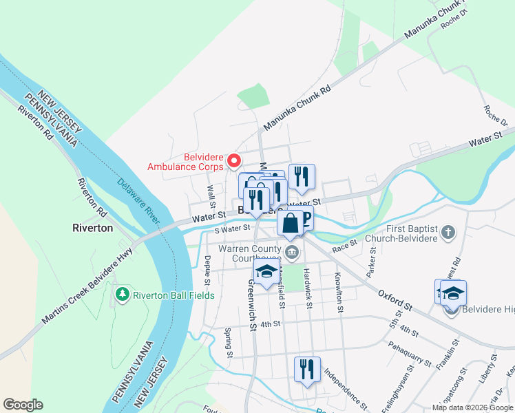 map of restaurants, bars, coffee shops, grocery stores, and more near in Belvidere