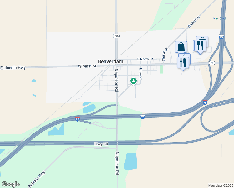map of restaurants, bars, coffee shops, grocery stores, and more near 310 West Street in Beaverdam