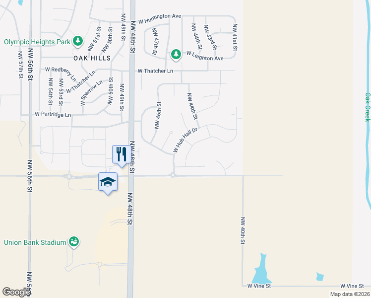 map of restaurants, bars, coffee shops, grocery stores, and more near 1633 Northwest 45th Street in Lincoln