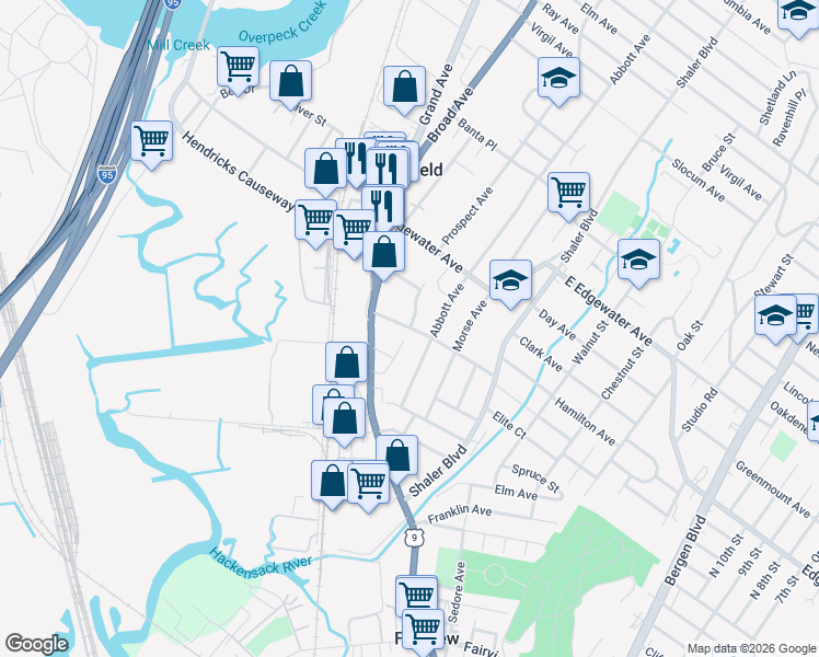 map of restaurants, bars, coffee shops, grocery stores, and more near 891 Lancaster Road in Ridgefield