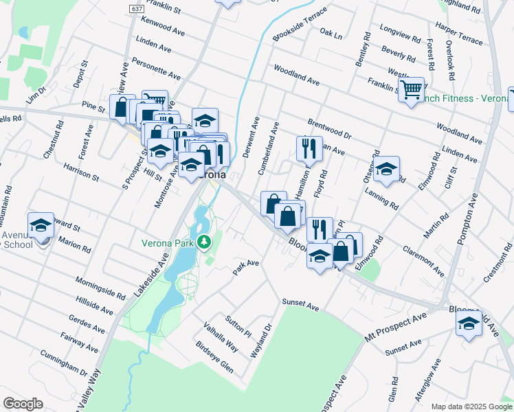 map of restaurants, bars, coffee shops, grocery stores, and more near in Verona