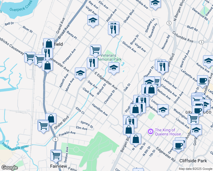 map of restaurants, bars, coffee shops, grocery stores, and more near 488 Walnut Street in Ridgefield