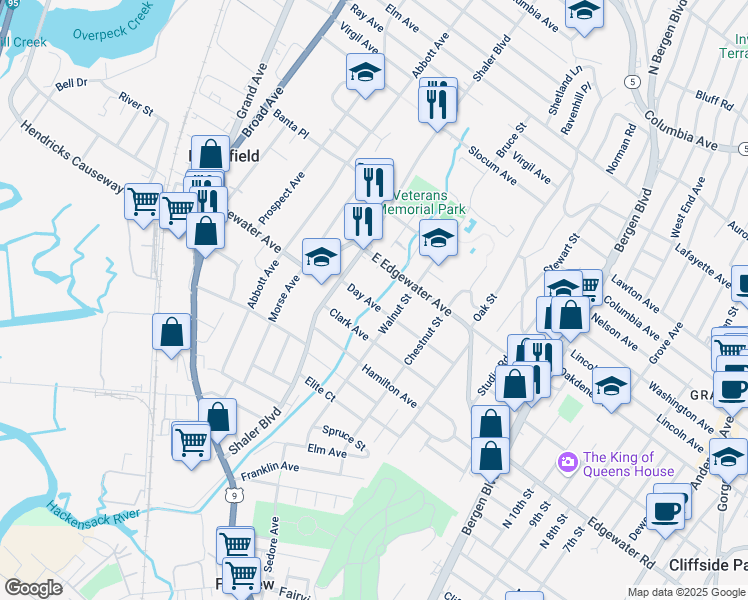 map of restaurants, bars, coffee shops, grocery stores, and more near 739 Day Avenue in Ridgefield