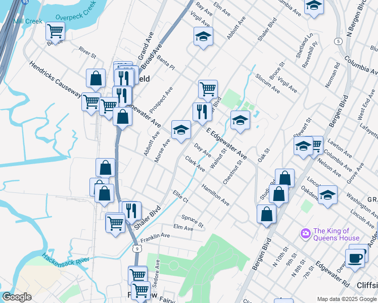 map of restaurants, bars, coffee shops, grocery stores, and more near 452 Shaler Boulevard in Ridgefield