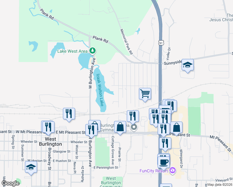 map of restaurants, bars, coffee shops, grocery stores, and more near 2003 Racine Ave in Burlington