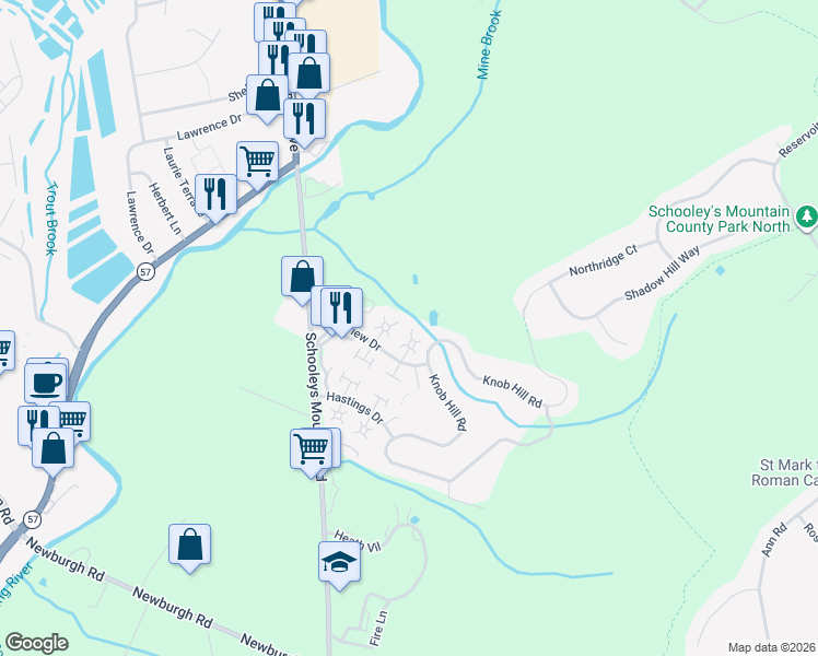map of restaurants, bars, coffee shops, grocery stores, and more near 51 Edinborough Court in Hackettstown