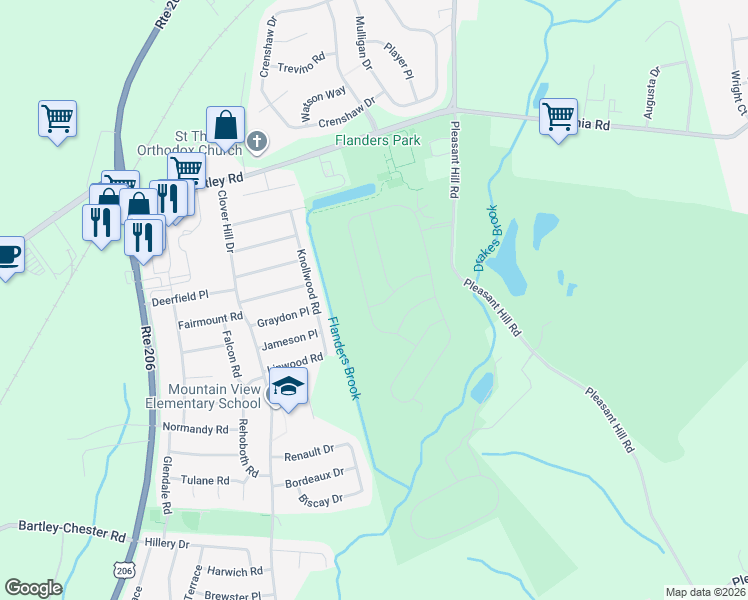 map of restaurants, bars, coffee shops, grocery stores, and more near 15 Gordon Way in Mount Olive