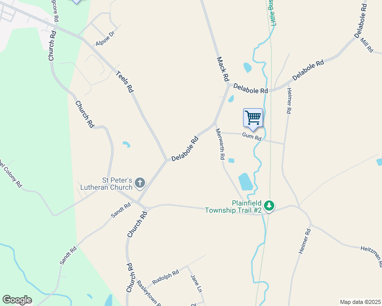 map of restaurants, bars, coffee shops, grocery stores, and more near 1490 Delabole Road in Pen Argyl