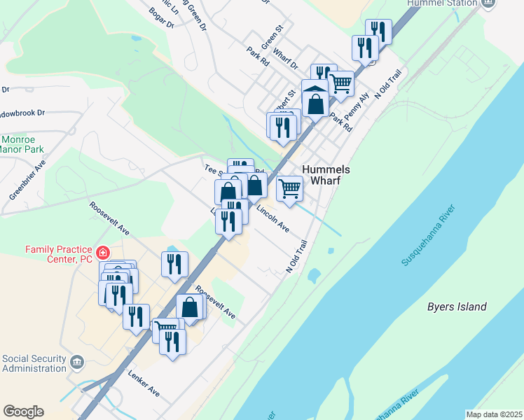 map of restaurants, bars, coffee shops, grocery stores, and more near 20 Lincoln Avenue in Selinsgrove