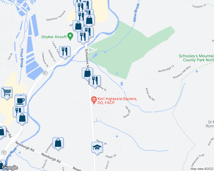 map of restaurants, bars, coffee shops, grocery stores, and more near 9 Delbarton Court in Hackettstown