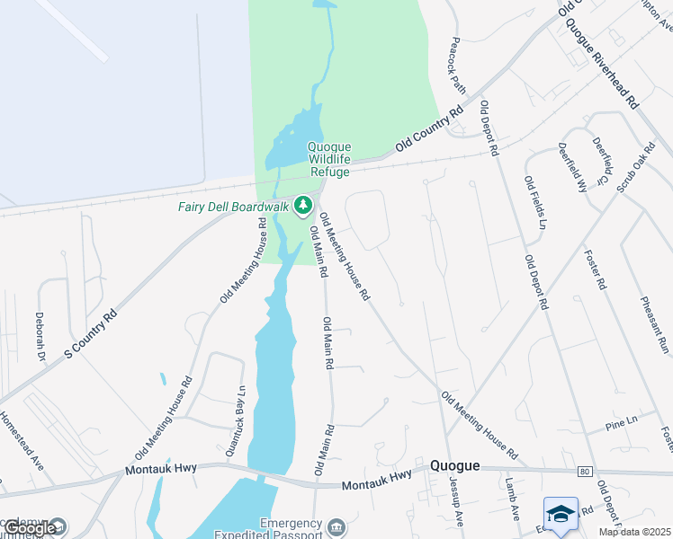 map of restaurants, bars, coffee shops, grocery stores, and more near 16 Old Main Road in Quogue