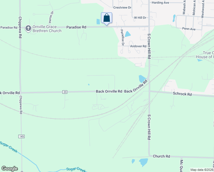 map of restaurants, bars, coffee shops, grocery stores, and more near 10430 Back Orrville Rd in Orrville