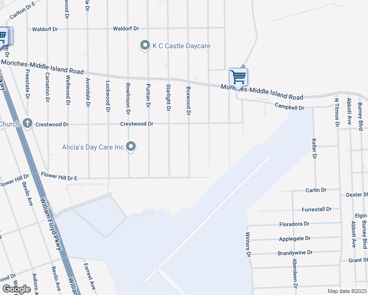 map of restaurants, bars, coffee shops, grocery stores, and more near 386 Starlight Drive in Shirley