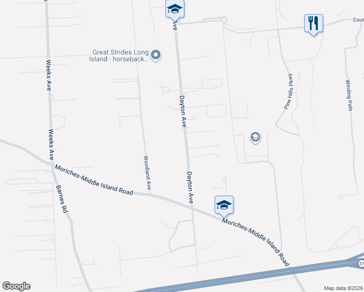 map of restaurants, bars, coffee shops, grocery stores, and more near 274 Dayton Avenue in Manorville