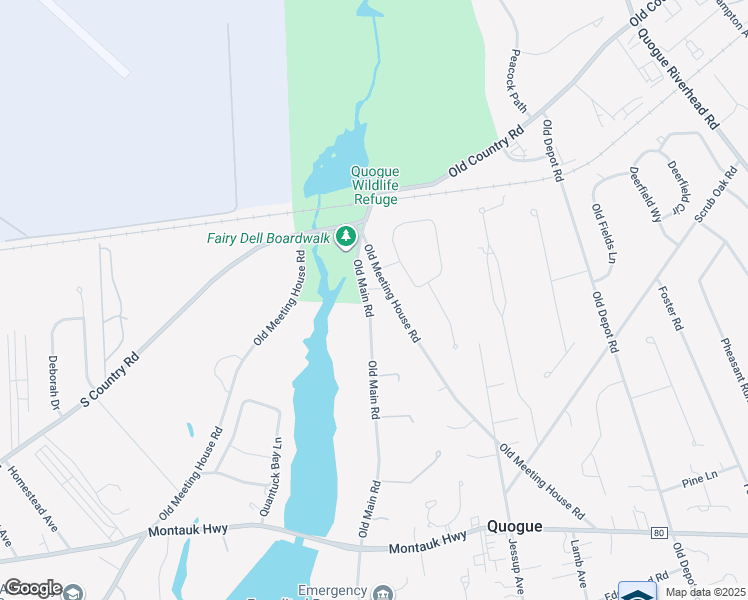 map of restaurants, bars, coffee shops, grocery stores, and more near 16 Old Main Road in Quogue