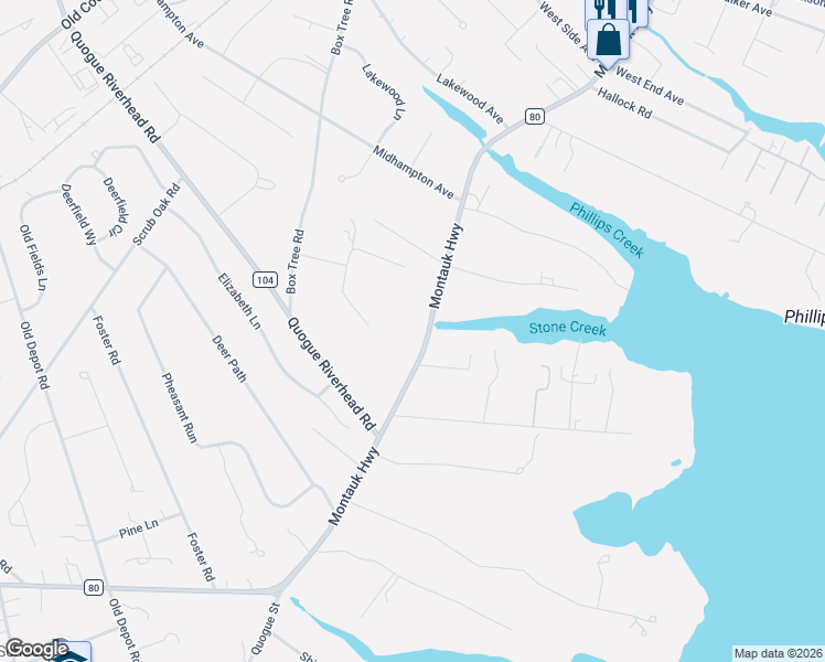 map of restaurants, bars, coffee shops, grocery stores, and more near 149 Montauk Highway in Quogue