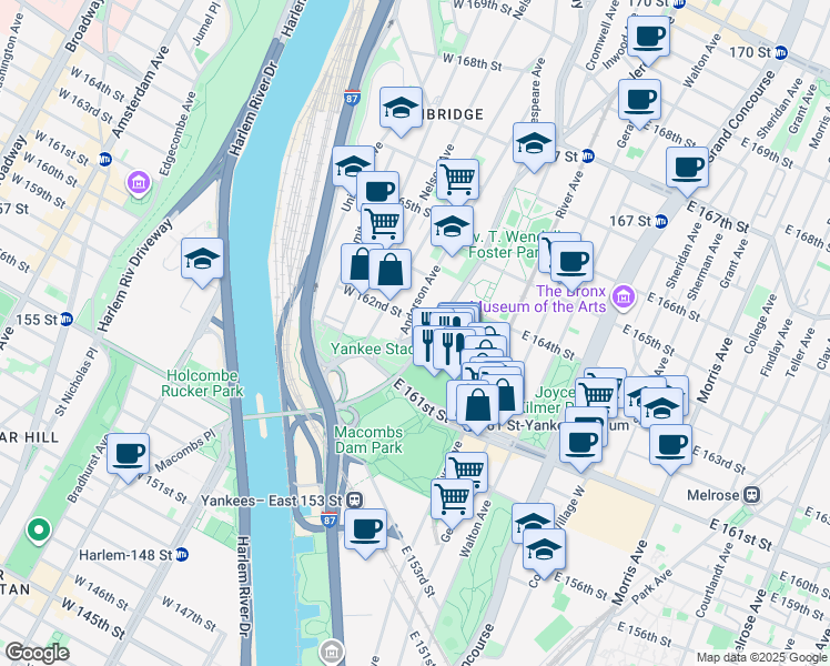 map of restaurants, bars, coffee shops, grocery stores, and more near 941 Jerome Avenue in Bronx