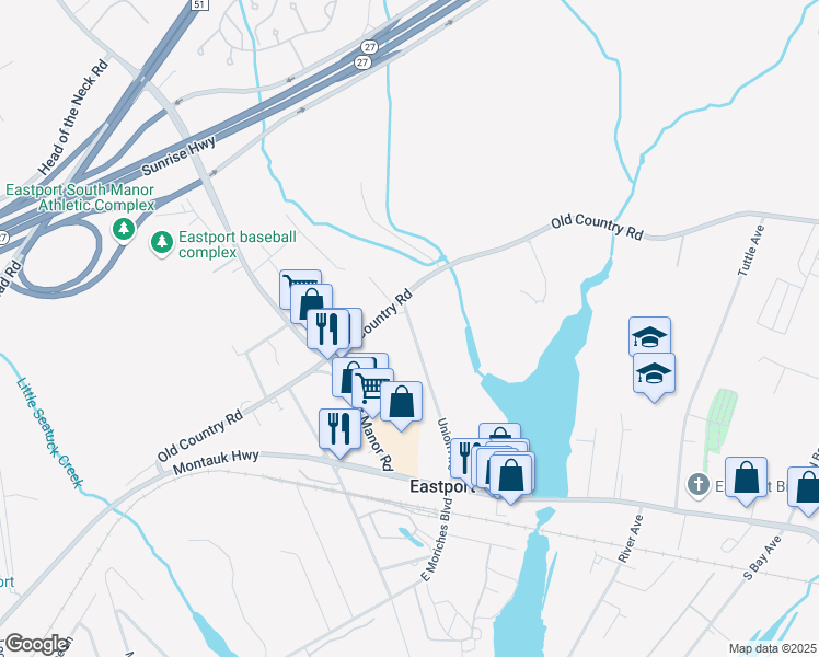 map of restaurants, bars, coffee shops, grocery stores, and more near 50 Union Street in Eastport
