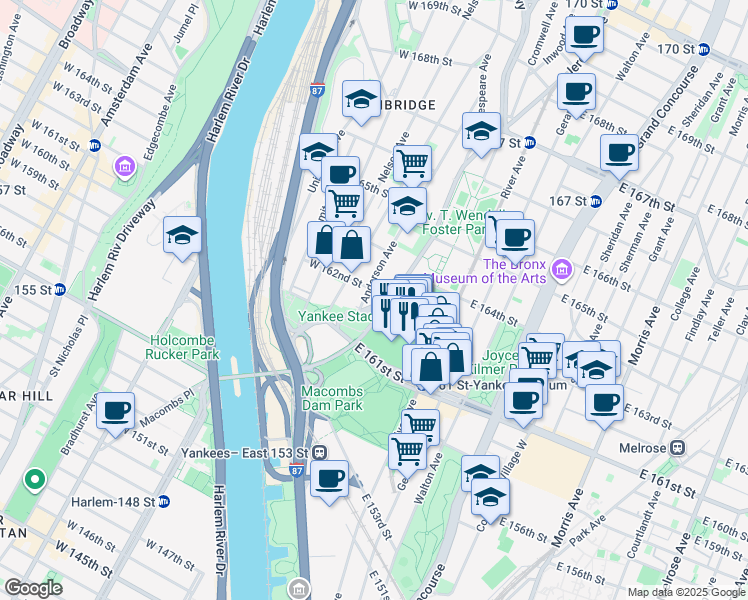 map of restaurants, bars, coffee shops, grocery stores, and more near 941 Jerome Avenue in Bronx