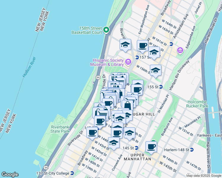 map of restaurants, bars, coffee shops, grocery stores, and more near in New York