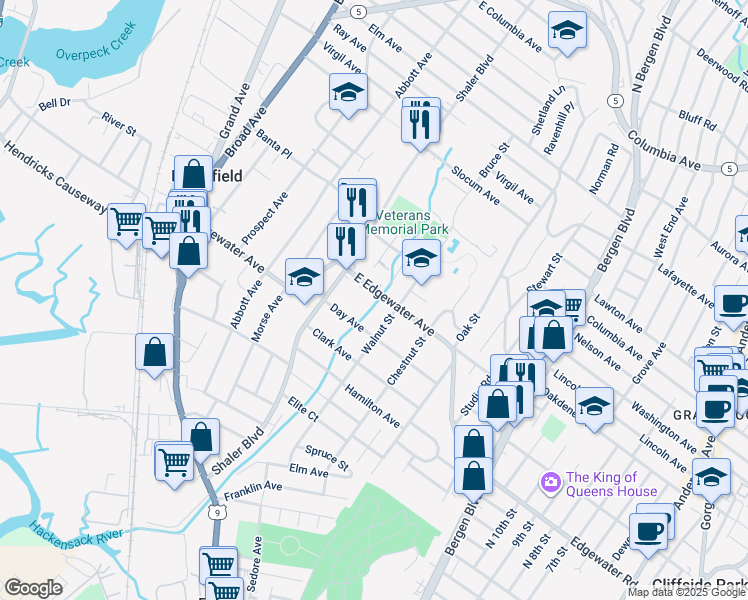 map of restaurants, bars, coffee shops, grocery stores, and more near 739 Day Avenue in Ridgefield