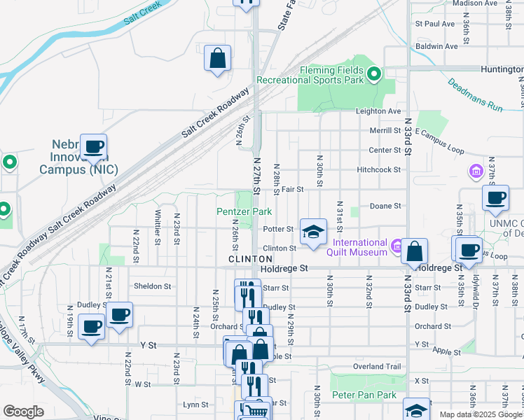 map of restaurants, bars, coffee shops, grocery stores, and more near in Lincoln