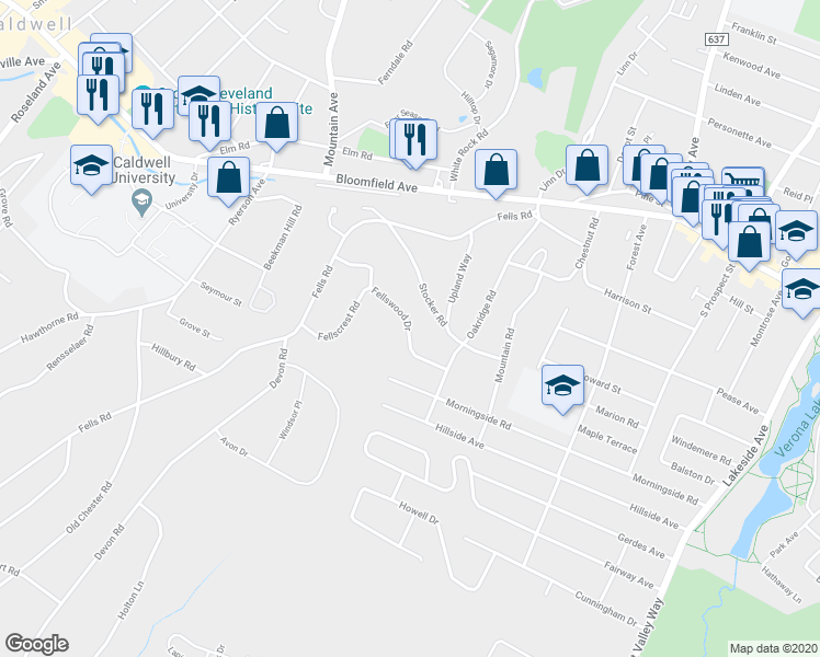 map of restaurants, bars, coffee shops, grocery stores, and more near Fellswood Drive in Verona