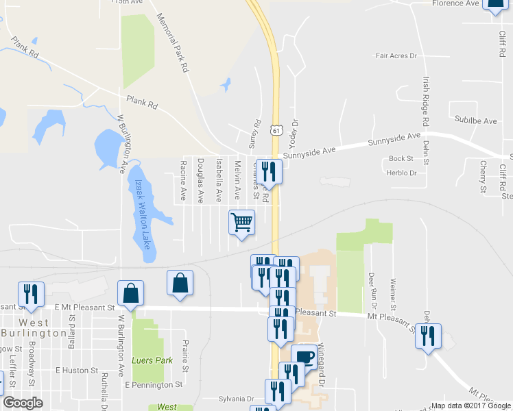 map of restaurants, bars, coffee shops, grocery stores, and more near 2099 Charles Street in Burlington