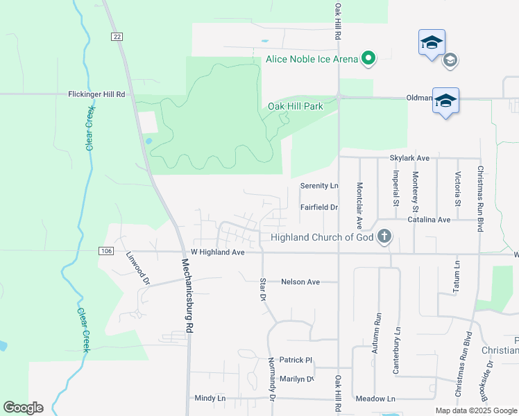 map of restaurants, bars, coffee shops, grocery stores, and more near 2618 Wetherington Lane in Wooster