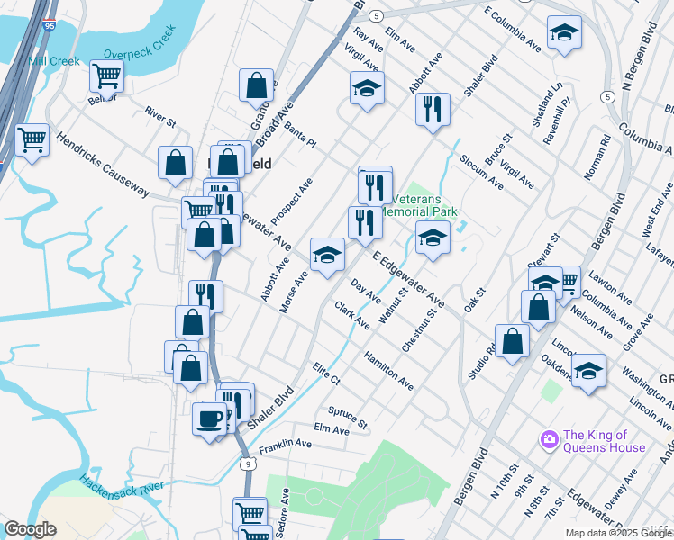 map of restaurants, bars, coffee shops, grocery stores, and more near 830 Edgewater Avenue in Ridgefield