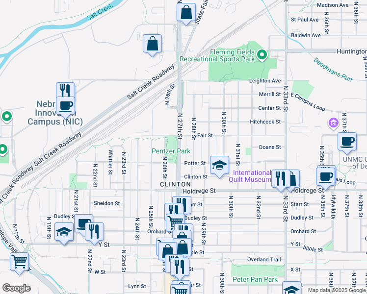 map of restaurants, bars, coffee shops, grocery stores, and more near in Lincoln