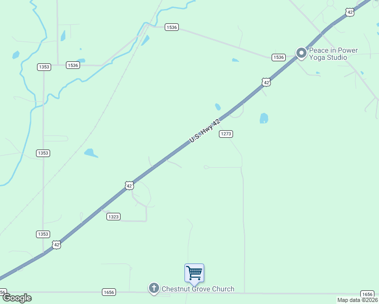 map of restaurants, bars, coffee shops, grocery stores, and more near 1315 U.S. 42 in Ashland