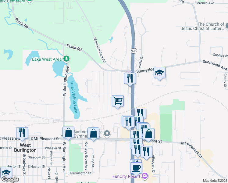 map of restaurants, bars, coffee shops, grocery stores, and more near 2108 Isabella Avenue in Burlington