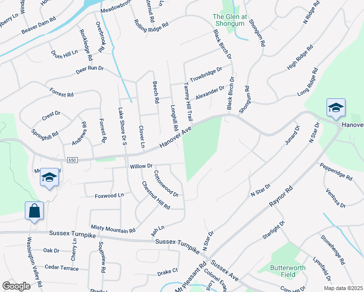 map of restaurants, bars, coffee shops, grocery stores, and more near 176 West Hanover Avenue in Randolph