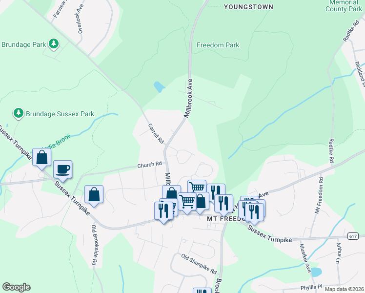 map of restaurants, bars, coffee shops, grocery stores, and more near 9 Ridgewood Drive in Randolph