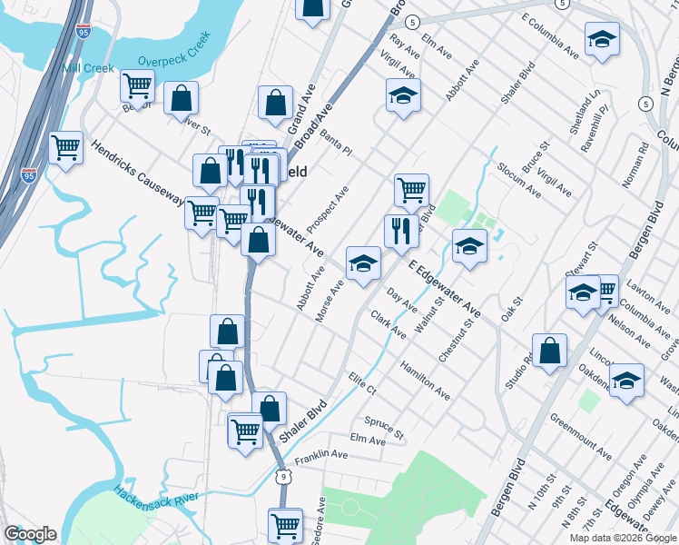 map of restaurants, bars, coffee shops, grocery stores, and more near 511 Morse Avenue in Ridgefield