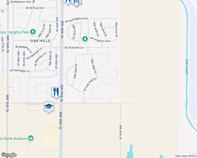 map of restaurants, bars, coffee shops, grocery stores, and more near 4371 West Hub Hall Drive in Lincoln