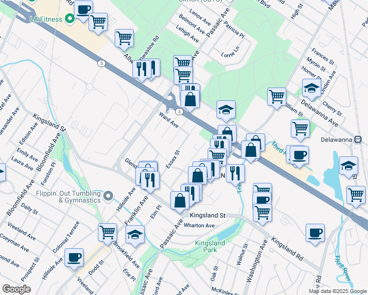 map of restaurants, bars, coffee shops, grocery stores, and more near 17 Ruth Avenue in Clifton