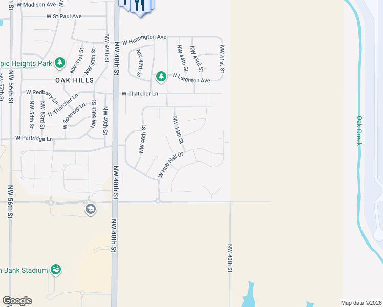 map of restaurants, bars, coffee shops, grocery stores, and more near 4371 West Hub Hall Drive in Lincoln
