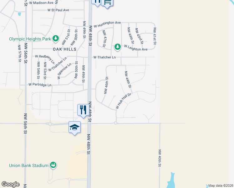 map of restaurants, bars, coffee shops, grocery stores, and more near 1815 Northwest Faesy Place in Lincoln