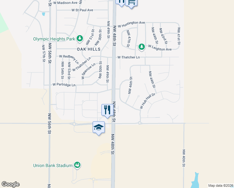map of restaurants, bars, coffee shops, grocery stores, and more near 4969 West Gary Gately Street in Lincoln