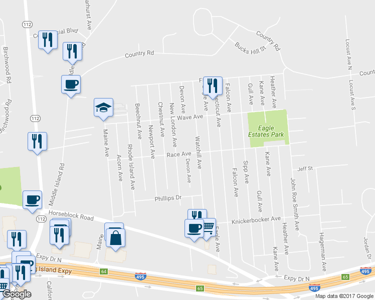 map of restaurants, bars, coffee shops, grocery stores, and more near 1805 Race Avenue in Medford