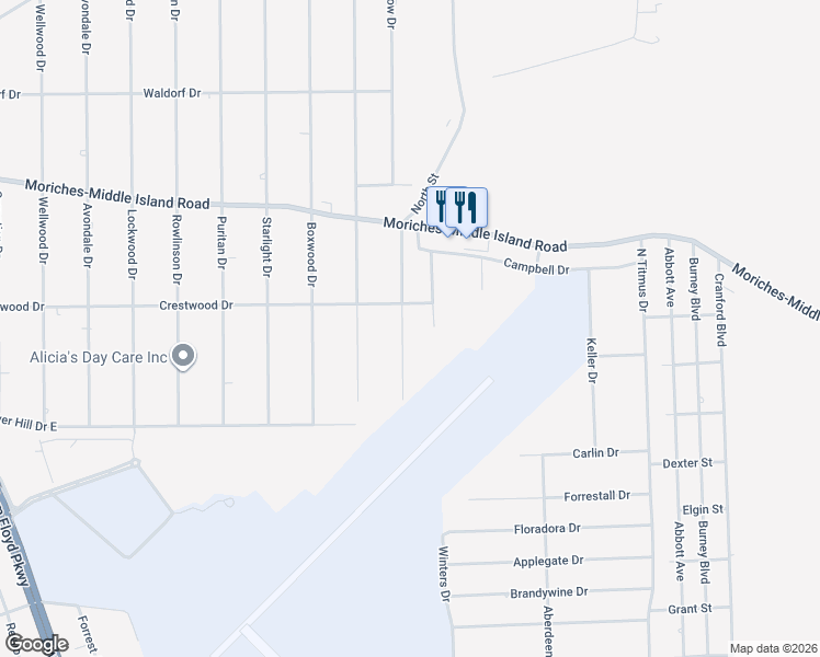 map of restaurants, bars, coffee shops, grocery stores, and more near 402 Sleepy Hollow Drive in Shirley