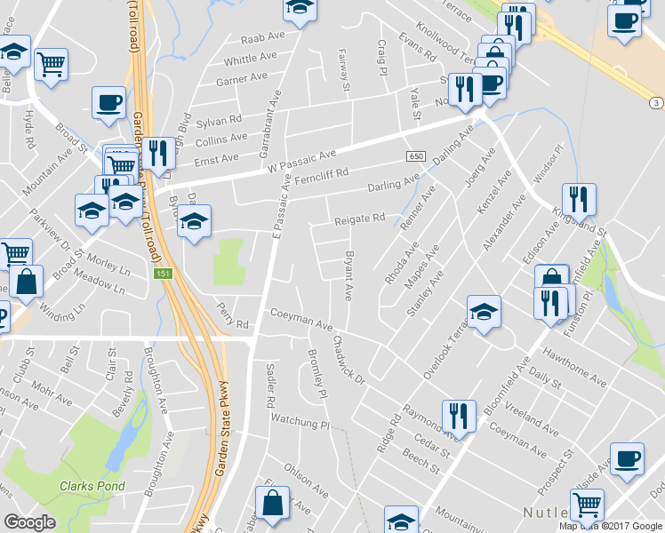 map of restaurants, bars, coffee shops, grocery stores, and more near 16 Rutan Place in Bloomfield