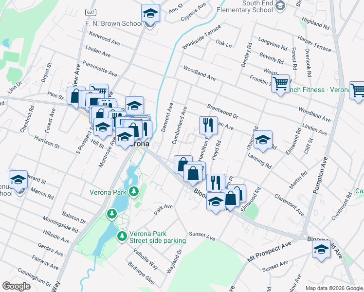 map of restaurants, bars, coffee shops, grocery stores, and more near 10 Wedgewood Drive in Verona